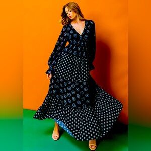 - Flying Tomato Black Tiered Ruffled Sundress Small V-neck, ruffled details